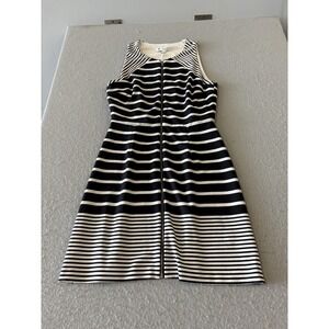 Piperlime Collection Dress Womens M Black White‎ Stripe Zip Front Fit & Flare